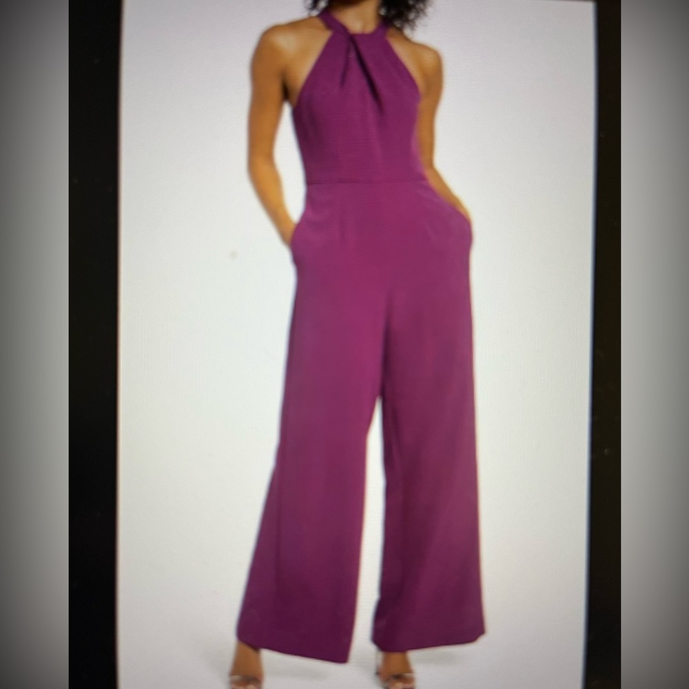 Julia Jordan Halter Twist Neck Sleeveless Jumpsuit with pockets